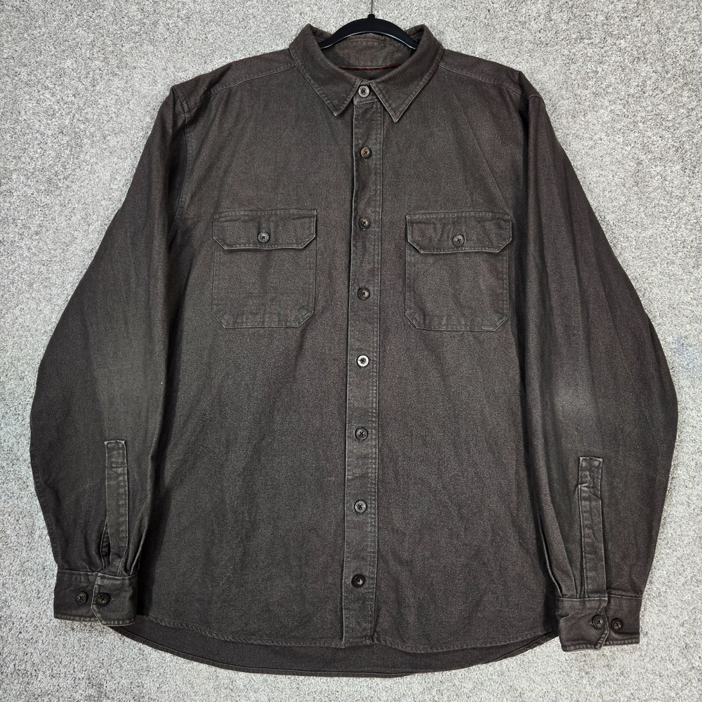 Woolrich Chamois flannel Shirt Mens XLT Gray 100% Cotton button up